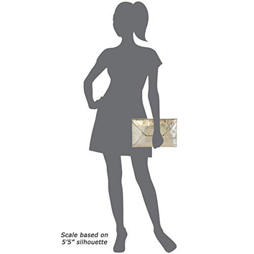 JNB Crushed Metallic Envelope Clutch, Bronze