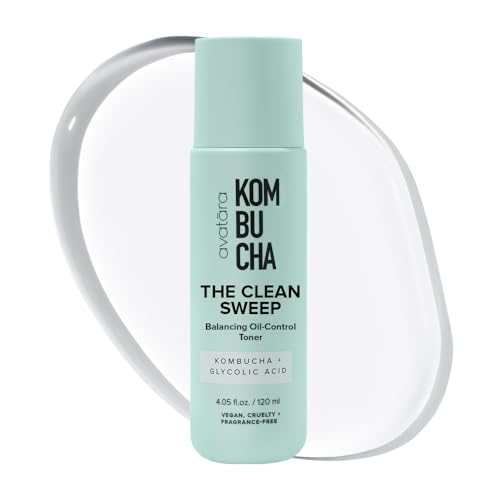 Avatara - Kombucha The Clean Sweep Face Toner, Glycolic Acid Toner for Face, Face Exfoliator with Witch Hazel and Bakuchiol, Calming Pore Minimizer