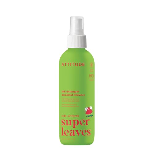 ATTITUDE Rinse-free Hair Detangler Spray for Kids, EWG Verified Leave In Product, Plant- and Mineral-Based Ingredients, Vegan, Watermelon & Coco, 8 Fl