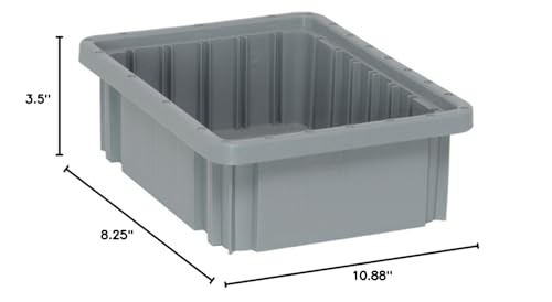 Quantum Storage DG91035GY Dividable Grid Storage Container, 10-7/8" L x 8-1/4" W x 3-1/2" H, Gray (Pack of 20)