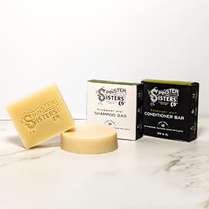 Spinster Sisters Natural Hair Care Set, Rosemary Mint - Shampoo Bar, Conditioner Bar, Brown Dry Shampoo - Homemade, sulfate-free, moisturizing