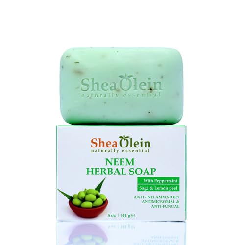 Shea Olein Naturally Essential Neem Herbal Soap With Peppermint Sage & Lemon Peel 6-Pack