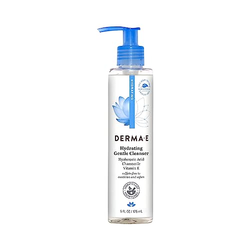 Derma E Hydrating Gentle Cleanser with Hyaluronic Acid - Moisturizing Facial Cleanser Tones, Moisturizes & Improves Skin Texture - Gently Exfoliating