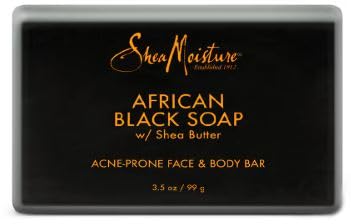 SheaMoisture Face and Body Bar for Oily, Blemish Prone Skin African Soap Paraben Free, Black, Tea Tree, 3.5 Oz