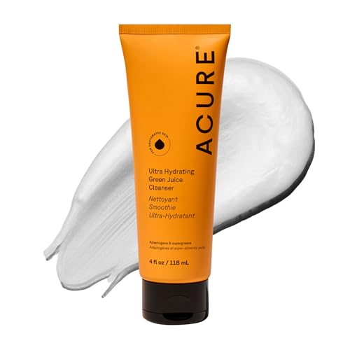 Acure Ultra Hydrating Green Juice Face Cleanser - Superfood Cleanser, Green Face Wash for Women & Men, Clean Skin Formula with Spinach, Blackhead