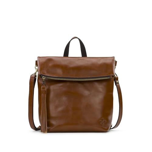 Patricia Nash Luzille 100% Full Grain Leather Backpack for Women - Convertible Backpack Tote - Genuine Leather BackPack Purse/Crossbody, Tan O/S