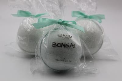 Spa Pure Bonsai Bath Bombs: XL 5 oz, Handmade in The USA with Shea, Mango and Cocoa Butter, Ultra Moisturizing, Great for Dry Skin, (Bonsai)