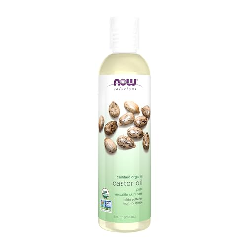 NOW Foods Solutions, Organic Castor Oil, 100% Pure Versatile Skin Care, Multi-Purpose Skin Softener, 8-Ounce