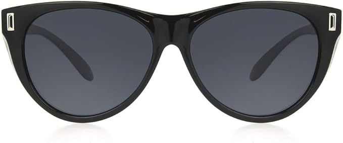 Dioptics Women's Solar Shield Frissell Fits Over Sunglasses Polarized Cat-Eye, Black, 54 mm