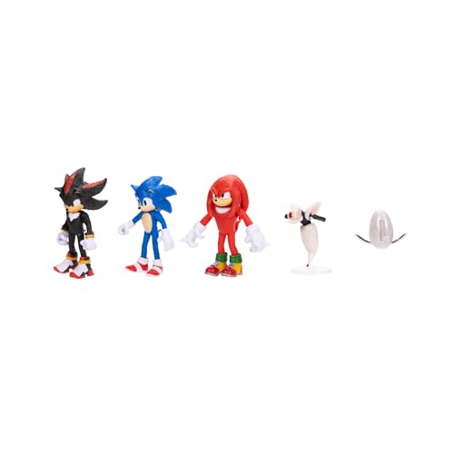Sonic 3 Movie Action Figures – 2.5" Collector Multi-Pack with Sonic, Knuckles, Shadow, Buzz Bomber & Drone, Official Licensed Toys