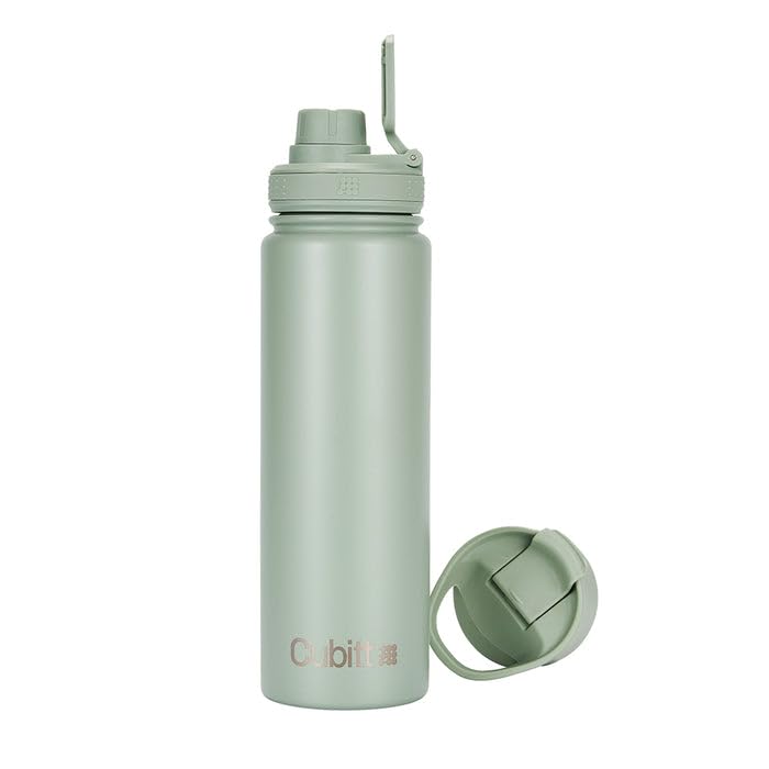 Cubitt Hydro Bottle 24 oz - Insulated Steel, 2 Leak-Proof Lids, Cold 24h/Hot 12h - Mint Green