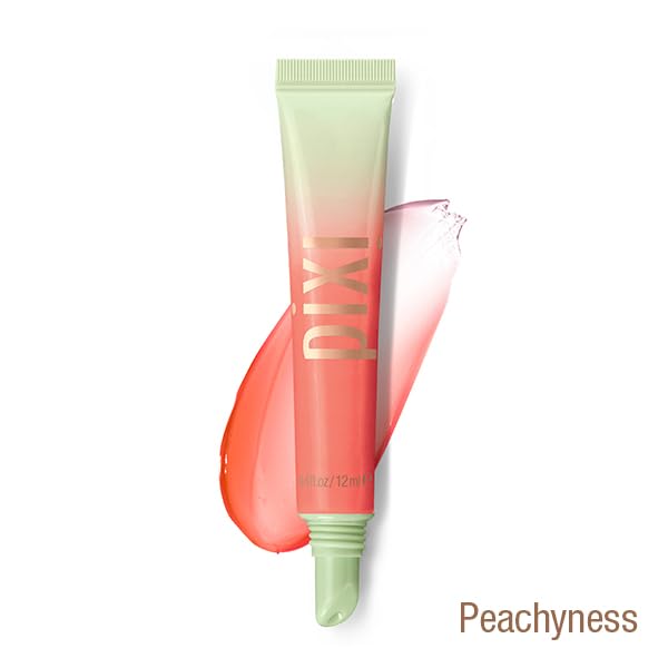 Pixi Beauty LipTone pH Reactive Lip Gloss in Peachyness | Color Changing Tinted Lip Balm with Rosehip Oil & Shea Butter | Non-Sticky Mirror-Shine