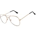 Aviator Clear Lens Gold Metal Sunglasses Men's Women's Non-Prescription OWL