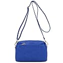 FashionPuzzle Triple Zip Small Crossbody Bag (Royal Blue)