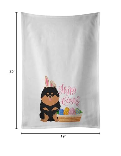 Caroline's Treasures WDK5069WTKT Black and Tan Pomeranian Easter White Kitchen Towel Set of 2 Dish Towels Decorative Bathroom Hand Towel for Hand…