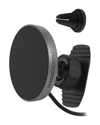Scosche MPQMRDV MagicMount Charge Pro Qi2 MagSafe Car Mount Charger, 15W Fast Magnetic Wireless Charging Phone Holder for Dashboard/Vent Compatible…