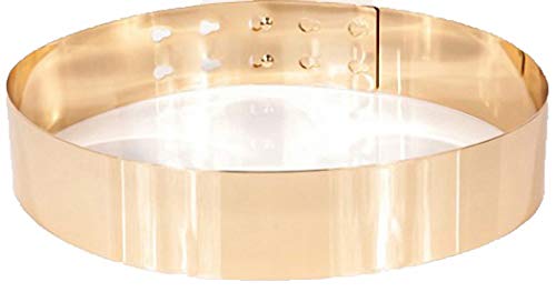Ulalaza Womens Full Metal Sleek Mirror Plate Waistband Belt Chain Dress Decorated Skinny Golden Silver Belt