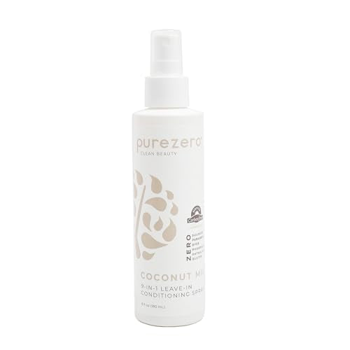 Purezero 9-in-1 Leave-In Conditioner Spray 6 oz - Multi-Action Hair Treatment for Moisture, Detangling, Frizz Control, Heat Protection, and Shine