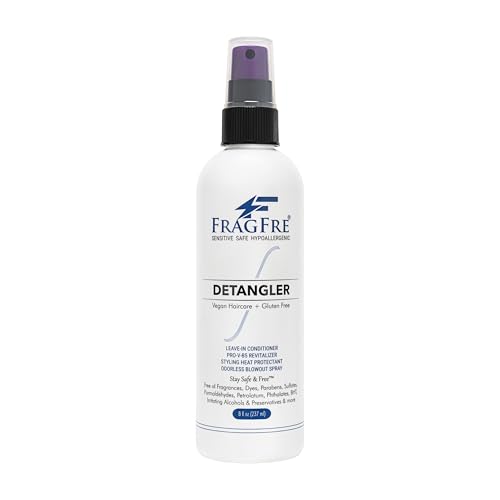 FRAGFRE Hair Detangler Spray, 8 oz - Leave in Conditioner for Sensitive Skin and Scalp - Styling Heat Protectant Spray - Gluten Free Vegan Cruelty