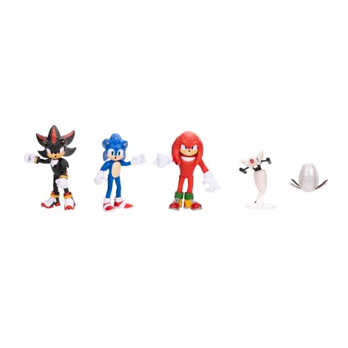 Sonic 3 Movie Action Figures – 2.5" Collector Multi-Pack with Sonic, Knuckles, Shadow, Buzz Bomber & Drone, Official Licensed Toys