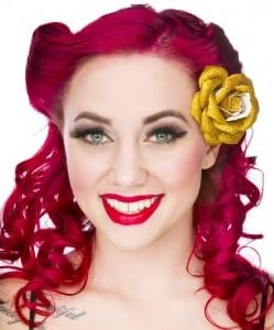 Gold Glitter Rose Hair Clip from Sourpuss Clothing
