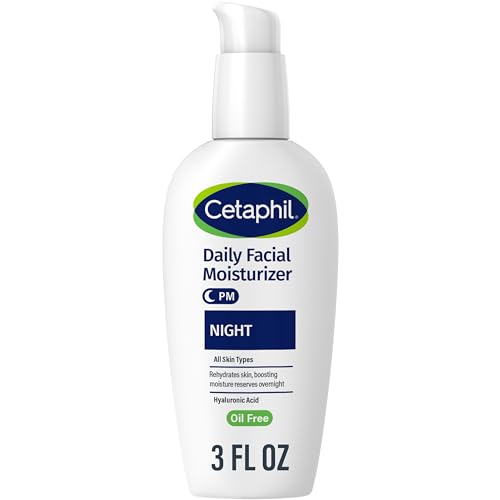 Cetaphil Night Moisturizer for Face, Hydrating Facial Moisturizer with Hyaluronic Acid, For All Skin Types, Lightweight and Non-Comedogenic