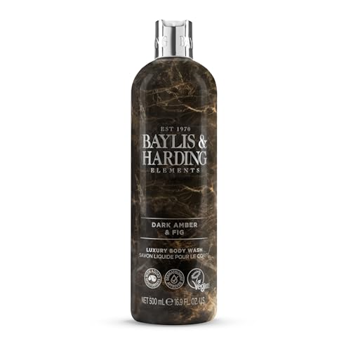 Baylis & Harding Liquid Body Wash Soap, Elements, Dark Amber & Fig, 16.9oz/500ml