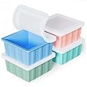 Silicone Freezer Tray for Soup Ice Cubes: 2-Cup Freezing Trays with Lid for Meal Prep - 4Pack Silicon Soup Portion Freeze Tray Make Stock Souped Ice…