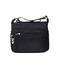 NOTAG Crossbody Bag for Women Waterproof Shoulder Bag Messenger Handbags Casual Nylon Purse Handbag (Large, Black)