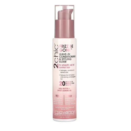 GIOVANNI 2chic Leave-In Conditioning Styling Elixir - Anti-Frizz Natural Hair Smoothing Formula with Shea Butter & Sweet Almond Oil, Macadamia