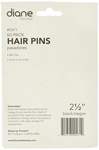 Diane Hair Pins, Black, 2.5"