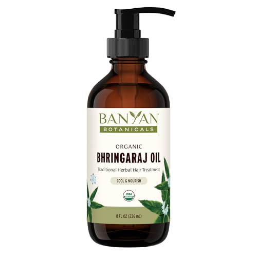 Banyan Botanicals Organic Bhringaraj Oil - Supports Healthy Hair Growth - Oil Made with Traditional Methods - 8 oz. - Non-GMO Sustainably Sourced