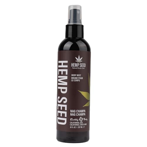 Hemp Seed Body Mist, Nag Champa - 8 fl oz - Moisturizes, Invigorates & Protects Skin - With Hemp Seed Oil, Chamomile & Aloe Vera - Vegan, Cruelty Free