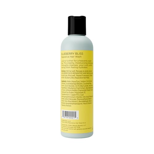 Curls Blueberry Bliss Reparative Hair Wash - 8 oz, Encourage Balanced Scalp, Rich and Creamy Sulfate-Free Cleanser, For Wavy, Curly, and Coily Hair