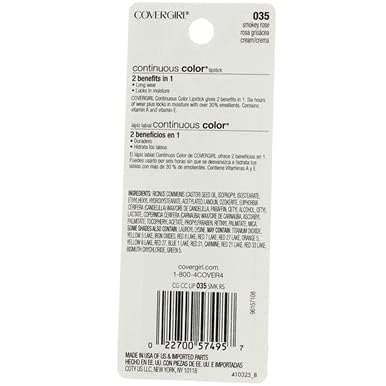 Cg Cs Lipstick 035 Smokey Size .13 O Cover Girl Continuous Color Lip Stick 035 Smokey Rose .13 Oz