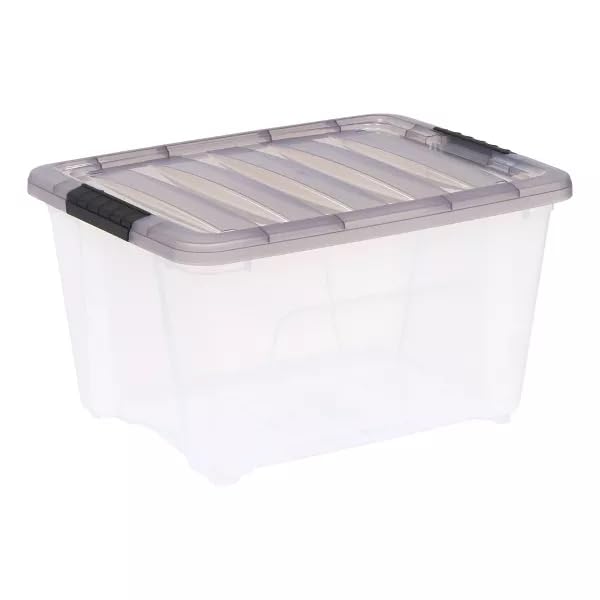 TENAS 32 Qt. Stack and Pull Plastic Storage Bin, Gasket Box, Stackable Storage Bin with Latching Lid and Tight Seal, Great for Storage…