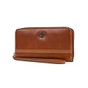 Timberland Women's Leather Rfid Zip Around Wallet Clutch With Wristlet Strap, Cognac (Buff Apache), One Size