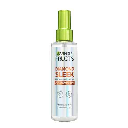 Garnier Fructis Diamond Sleek Hair Shine Spray, Up to 100-Hour Frizz Control, Heat Protectant up to 450°F with Vegan Keratin Smoothing Complex
