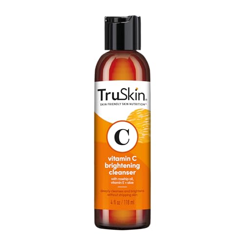 TruSkin Vitamin C Cleanser for Face - Brightening Face Wash with Vitamins C & E, Rosehip Oil, Aloe Vera and MSM - Deep Clean and Refresh for Radiant