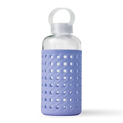 Apana Yoga Glass Water Bottles BPA Free Non Slip Sleeve Leak Proof Lid Reusable 19 Oz and 32 Oz Sports Water Bottle Wide Mouth Lid Portable Hydration…