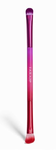 F.A.R.A.H Eye Shader & Contoured Shader - Dual-Ended Eyeshadow Brush with Vegan Bristles and Brass Ferrule
