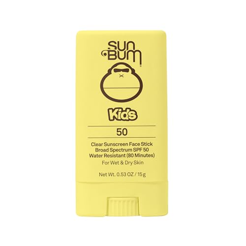 Sun Bum Kids SPF 50 Clear Face Stick Sunscreen - Wet or Dry Skin Application Broad Spectrum Sunscreen with Vitamin E - Hawaii Act 104 Compliant
