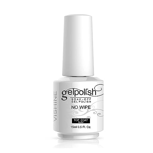 Vishine Top Coat- 15ML No Wipe Top Coat Gel Nail Polish High Gloss Shine Finish Long Lasting Home DIY Professional Manicure Beauty and Personal Care Vishine Default Title