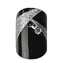 Party Nails, Pre Glued, False Nails, 12 (Black, Silver Rhinestone)