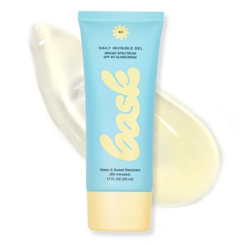 Bask SPF 40 Daily Invisible Gel Face Sunscreen - Broad Spectrum Protection, Fragrance Free, Makeup Primer, Hydrating, Clear, Lightweight & Non-Greasy