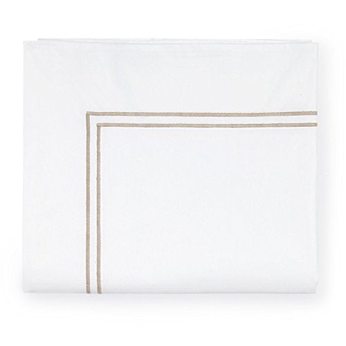 Sferra Grande Hotel Sheet Set - Queen - White/Taupe