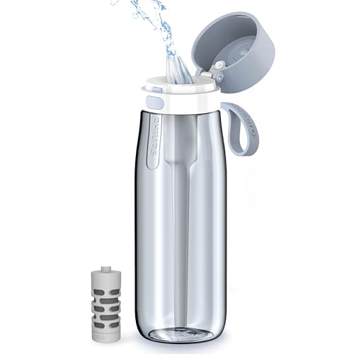 PHILIPS Filtered Water Bottle, BPA-Free Tritan Plastic Water Bottles, Replaces 450 Plastic Water Bottle with Reusable GoZero Everyday Water Filter