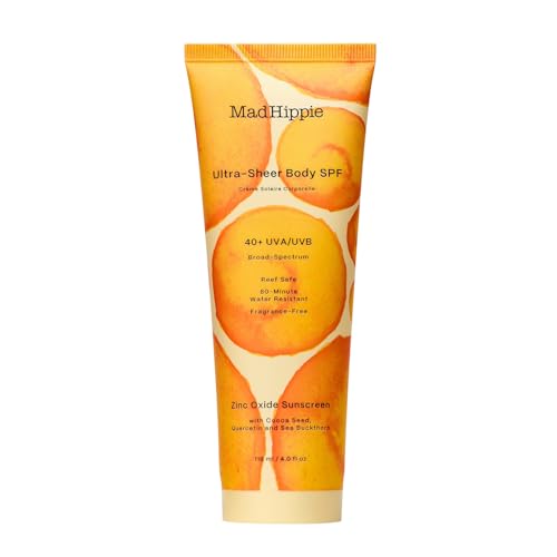 Mad Hippie Body Sunscreen SPF 40, Ultra Sheer Mineral Lotion with Zinc Oxide, Antioxidant Sun Protection, Fragrance-Free, Reef Safe, 4 Oz