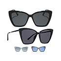 DIFF Becky II Oversized Cat Eye Sunglasses for Women | Black + Dark Smoke | 100% UV Polarized Protection
