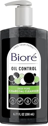 Bioré Deep Pore Charcoal Daily Face Wash, 6.77 Fl oz, with Deep Pore Cleansing for Dirt and Makeup Removal From Oily Skin